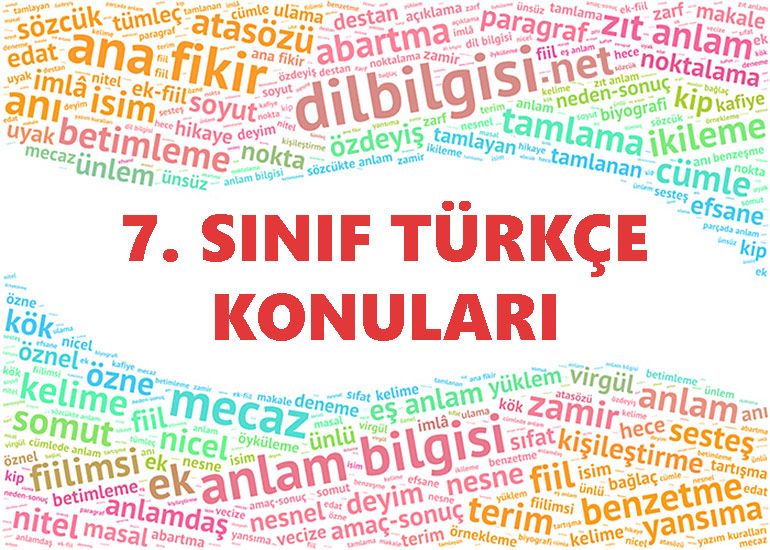 7 Sinif Turkce Konulari 2019 2020 Dilbilgisi Net