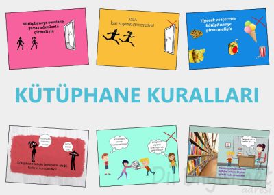 kütüphane kuralları afişleri